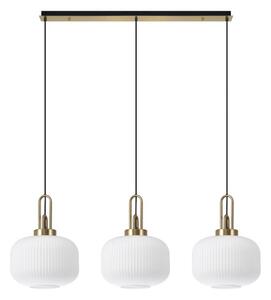 Glenn 3 Light Pumpkin Linear Pendant in Brass Gold With Opal Glass