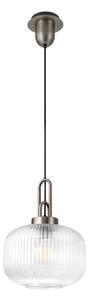 Glenn 1 Light Pumpkin Ceiling Pendant in Antique Silver With Clear Glass