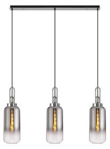 Glenn 3 Light Linear Pendant In Polished Nickel With Smoked And Clear Glass