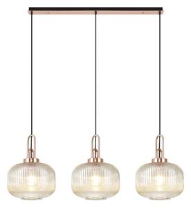 Glenn 3 Light Pumpkin Linear Pendant in Copper With Champagne Glass