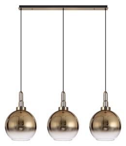 Glenn 3 Light Globe Linear Pendant In Brass Gold With Gold And Clear Glass 