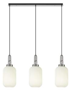Glenn 3 Light Tubular Linear Pendant in Polished Nickel With Opal Ribbed Glass