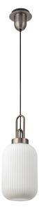 Glenn 1 Light Tubular Ceiling Pendant in Antique Silver With Opal Glass