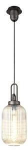Glenn 1 Light Tubular Ceiling Pendant in Aged Pewter With Champagne Glass