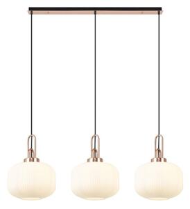 Glenn 3 Light Pumpkin Linear Pendant in Copper With Opal Glass