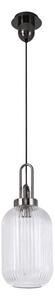 Glenn 1 Light Tubular Ceiling Pendant in Black Chrome With Clear Glass