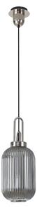 Glenn 1 Light Tubular Ceiling Pendant in Polished Nickel With Smoked Glass