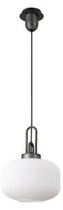 Glenn 1 Light Pumpkin Ceiling Pendant in Aged Pewter With Opal Glass