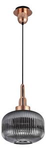 Glenn 1 Light Pumpkin Ceiling Pendant in Copper With Smoked Glass