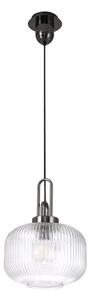 Glenn 1 Light Pumpkin Ceiling Pendant in Black Chrome With Clear Glass