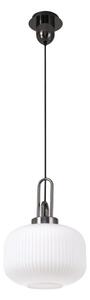 Glenn 1 Light Pumpkin Ceiling Pendant in Black Chrome With Opal Glass
