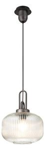 Glenn 1 Light Pumpkin Ceiling Pendant in Aged Pewter With Clear Glass