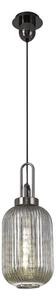 Glenn 1 Light Tubular Ceiling Pendant in Black Chrome With Smoked Glass