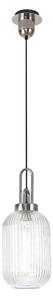 Glenn 1 Light Tubular Ceiling Pendant in Polished Nickel With Clear Glass