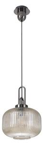 Glenn 1 Light Pumpkin Ceiling Pendant in Black Chrome With Champagne Glass
