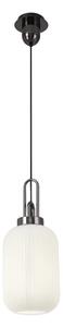 Glenn 1 Light Tubular Ceiling Pendant in Black Chrome With Opal Glass