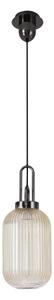 Glenn 1 Light Tubular Ceiling Pendant in Black Chrome With Champagne Glass