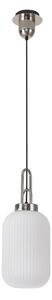 Glenn 1 Light Tubular Ceiling Pendant in Polished Nickel With Opal Glass