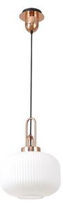 Glenn 1 Light Pumpkin Ceiling Pendant in Copper With Opal Glass