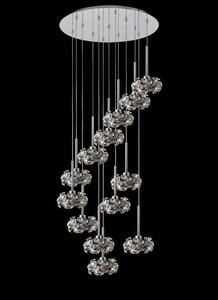 Prestige Fusion 13 Light Crystal Round Ceiling Pendant Light In Polished Chrome Finish