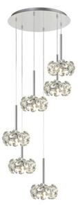 Prestige Fusion 6 Light Crystal Round Ceiling Pendant Light In Polished Chrome Finish