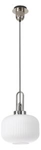 Glenn 1 Light Pumpkin Ceiling Pendant in Polished Nickel With Opal Glass