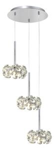 Prestige Fusion 3 Light Crystal Round Ceiling Pendant Light In Polished Chrome Finish