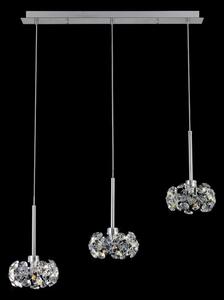 Prestige Fusion 3 Light Crystal Linear Ceiling Pendant Light In Polished Chrome Finish