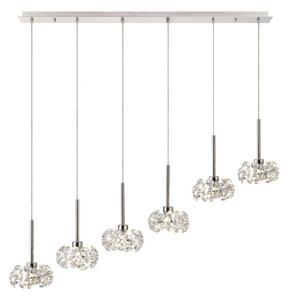 Prestige Fusion 6 Light Crystal Linear Ceiling Pendant Light In Polished Chrome Finish
