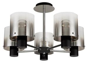 Nordic 5 Light Semi Flush Ceiling Light in Black Finish With Smoked Glass