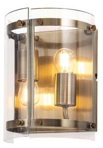 York 2 Light Wall Light In Antique Brass Finish With Clear Glass Shade