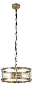 York 2 Light Ceiling Pendant In Antique Brass Finish With Clear Glass Shade
