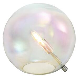 System Table Lamp In Chrome Finish With Iridescent Glass Shade 