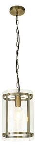 York 1 Light Ceiling Pendant In Antique Brass Finish With Clear Glass Shade