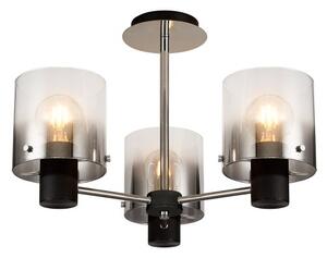 Nordic 3 Light Semi Flush Ceiling Light in Black Finish With Smoked Glass