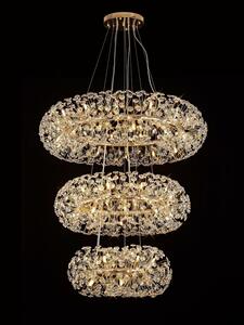 Fusion Medium 3 Tier Crystal Ceiling Pendant in French Gold Finish