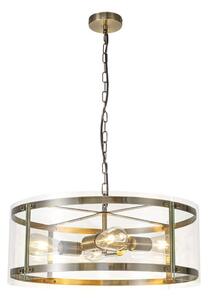 York 4 Light Ceiling Pendant In Antique Brass Finish With Clear Glass Shade
