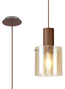 Nordic 1 Light Ceiling Pendant Light in Mocha Finish With Amber Glass