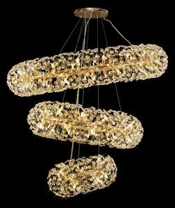Fusion Large 3 Tier Crystal Ceiling Pendant in French Gold Finish