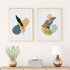 Scandi Wooden 20x30cm Botanical Leaf Wall Frame Set in Multicolour