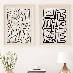 Calm Wooden 20x30cm Forms Wall Art Frame Set in Black and Cream