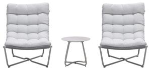 Alfira Garden Aluminium Duo Set with Ceramic Glass Top Table in Taupe and Grey