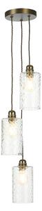 David Hunt Lighting Acton 3 Light Ceiling Pendant Light In Antique Brass with Dimpled Glass