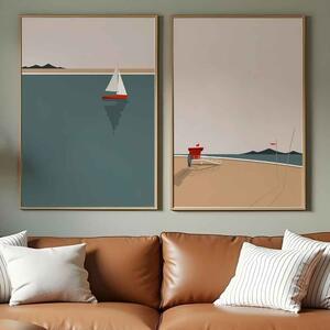 Oceanica Wooden 20x30cm Seaside Decorative Brown Frame Set in Multicolour