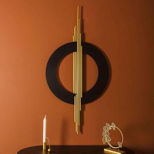 Elegant Metal Black Circle with Gold Lines Wall Art