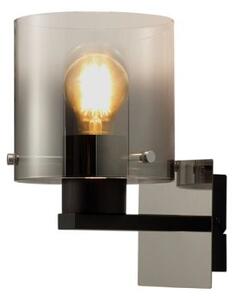 Nordic 1 Light Wall Light in Black Finish With Smoked Glass