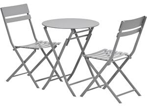 Alfira Garden Steel Bistro Table Set In Taupe