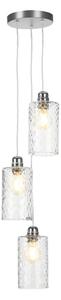 David Hunt Lighting Acton 3 Light Ceiling Pendant In Satin Chrome With Dimpled Glass