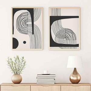 Oceanica Wooden 20x30cm Monochrome Flow Wall Frame Set in Black and White