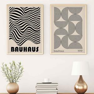 Calm Wooden 20x30cm Lines Wall Art Frame Set in Black and Cream